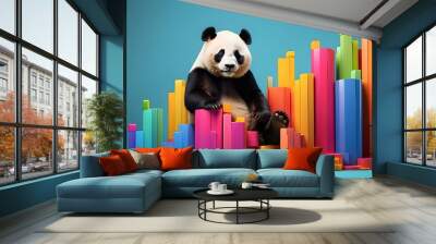 giant panda eating bamboo Wall mural