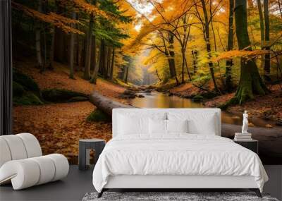 autumn in the woods generated ai Wall mural