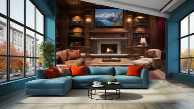 Entertainment Center and Rec Room in Luxury Home Wall mural