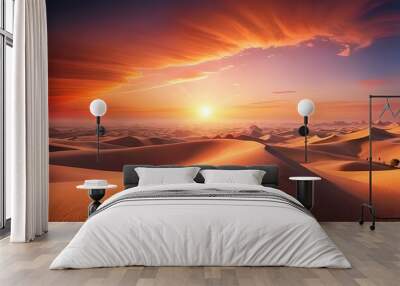 sunset on the beach generated ai Wall mural