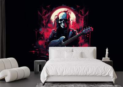 edgy music themed t-shirt design wallpaper Wall mural