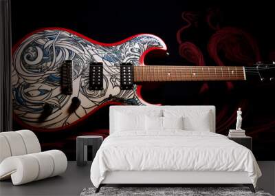 guitar design in hand drawn style wallpaper Wall mural