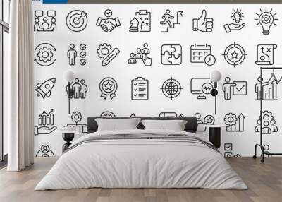 The action plan icons showcase modern designs for tasks, goals, timelines, and progress tracking, perfect for project management and productivity apps. Wall mural