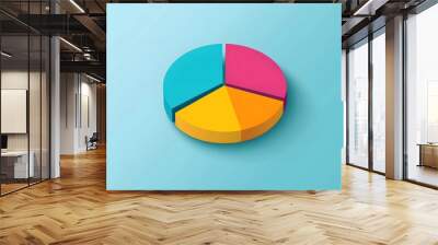 An isolated flat design of a pie chart, using clean lines and bright, modern colors to symbolize data analysis or statistics Wall mural