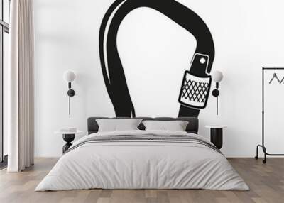 Silhouette style symbol.Climbing carabiner Wall mural