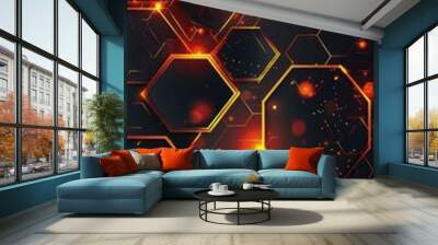 Black Hexagons Background Wall mural