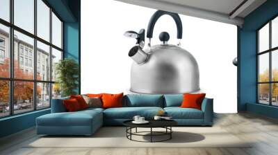 Kettle or teapot. Set of kettle or teapot steel or metal isolated on white background with clipping path. Design element. Selective focus. Wall mural