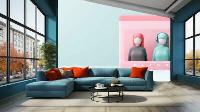 Three colorful figures in a digital interface setting. Wall mural