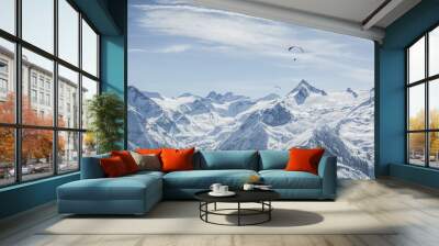 Beautiful mountain ski landscape with Kitzsteinhorn in the backg Wall mural