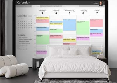 Calendar app sample interface design on tablet computer Wall mural