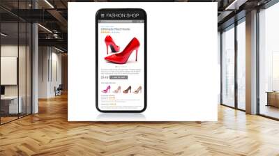 Sample website interface of online shop featuring red high heels shoes Wall mural