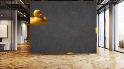 3D depiction of a classic yellow rubber ducky, showcasing its bright hue. Wall mural