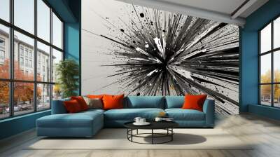 Abstract comic action with motion lines and bursts on a white background. Wall mural