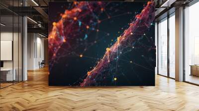 Abstract digital data plexus background with low polygon shapes. Wall mural