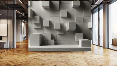 Abstract White Blocks on Minimal Background for Clean Design. Wall mural