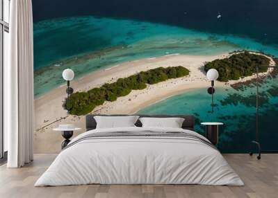 Aerial view of a sandy island in the Caribbean. Wall mural