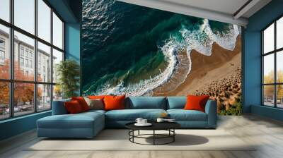 Aerial view of sea textures in Alanya, Turkey. Wall mural