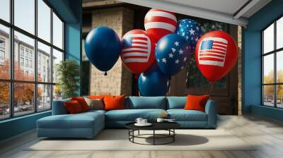 American flag-themed balloons for Independence Day. Wall mural