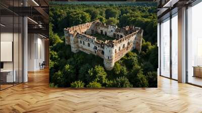 Another aerial view of castle ruins in Kazimierz Dolny. Wall mural