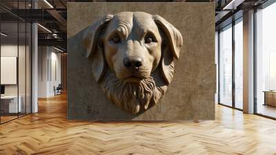 Bas-relief of a dog’s head. Wall mural