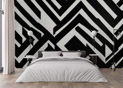 Black and white chevron pattern. Wall mural