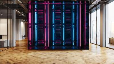 Blue and pink neon background for tech designs. Wall mural