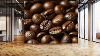 Closeup of roasted coffee beans. Wall mural