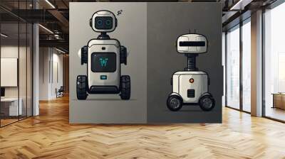 Delivery robot vector icons for web and apps. Wall mural