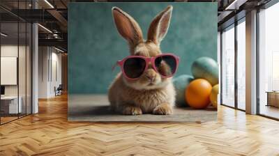 Easter Bunny in summer sunglasses. Wall mural