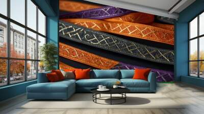 Elegant Halloween ribbon patterns in seasonal colors, great for party decor. Wall mural