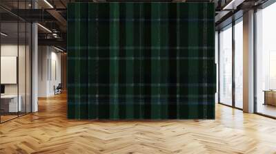 Forest green and navy tartan fabric waving, elegant pattern simulation. Wall mural