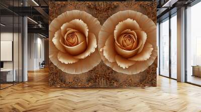 Fractal design with peach and orange rose elements. Wall mural