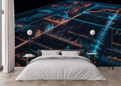 Futuristic energy demand analysis with holographic oil price chart - 3D illustration. Wall mural