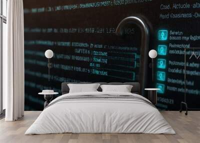 Glowing password field for cybersecurity. Wall mural