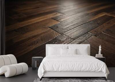 Herringbone wooden floor blending tradition with modern design. Wall mural