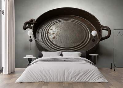 Old metal pan on white background. Wall mural