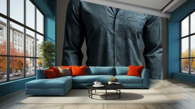 Shirt mockup for advertising a stylish long-sleeve collared shirt. Wall mural