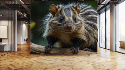 Small insectivorous mammal with streaked fur and long snout, native to Madagascar. Wall mural