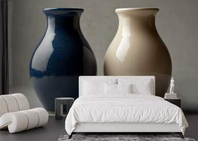 Two elegant ceramic vases isolated on white. Wall mural