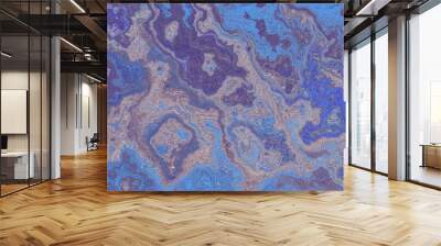 Abstract marbleized effect abstract background. Blue creative colors. Beautiful paint with the addition of gold Wall mural