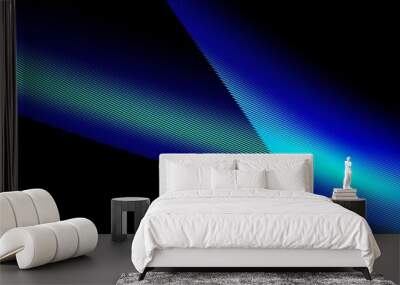 beautiful abstract wave technology black background with blue light digital effect corporate concept Wall mural