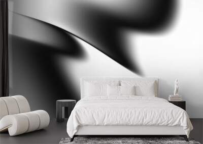 Blurred transparent gradient background. Elegant black wavy line on Transparent png overlay background Wall mural