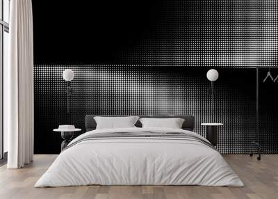 Monochrome gradient halftone dots background. Vector illustration. Big wave Wall mural