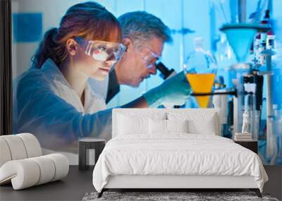 health care professionals working in laboratory. Wall mural