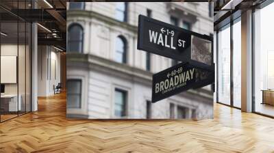 Wall st. street sign, New York, USA. Wall mural