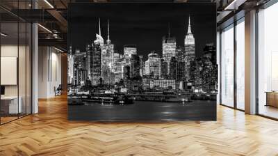 West New York City midtown Manhattan skyline view from Boulevard East Old Glory Park over Hudson River at dusk. Wall mural