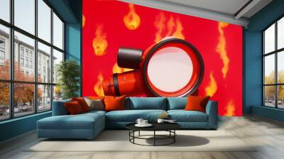  fire fighting with magnifying glass  Wall mural