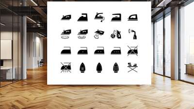 Iron flat line icons set. Home appliance, Steam generator iron. Simple flat vector illustration for web site or mobile app Wall mural