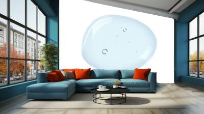 Blue cosmetic gel texture with bubbles. Clear liquid drop isolated on white background Wall mural