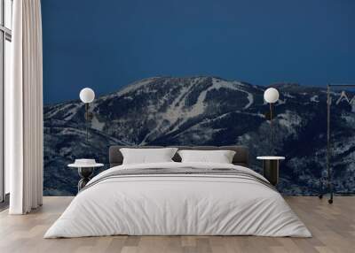 Ski mountain at blue hour in Steamboat Colorado with copy space Wall mural